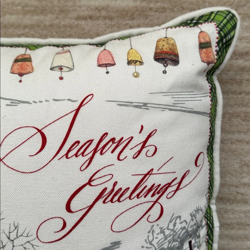 Like New Michel Design Works Throw Pillow Season Greetings Holiday Insert Inclu